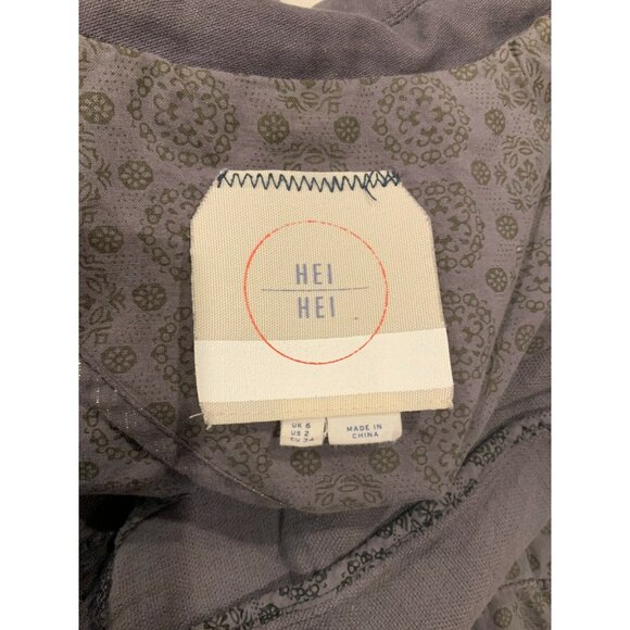 Hei Hei Anthropologie Gray Double Button Blazer W/ Plaid Rear Panel, Size 2 (US) - Picture 10 of 10